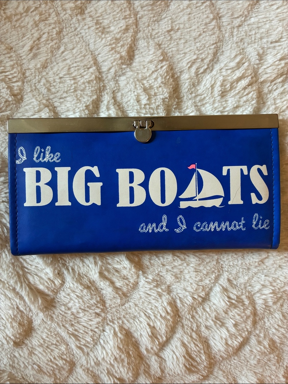“I Like Big Boats and I cannot lie” Rue21 Blue Clutch Wallet with Silver Trim